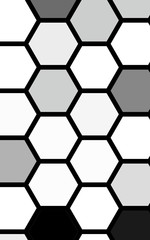 White honeycomb with a gradient color. Isometric geometry. 3D illustration