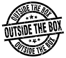 outside the box round grunge black stamp