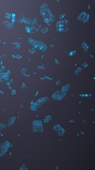 Digital currency symbol Bitcoin on a dark background. Fall of bitcoin. crypto currency graph on virtual screen. Business, Finance and technology concept. 3D illustration