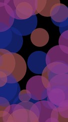 Multicolored translucent circles on a dark background. 3D illustration