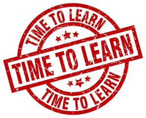 time to learn round red grunge stamp