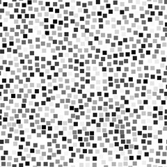 Mosaic of small gray squares in random order. Seamless vector pattern. Abstract geometric texture. Random arrangement of the elements.