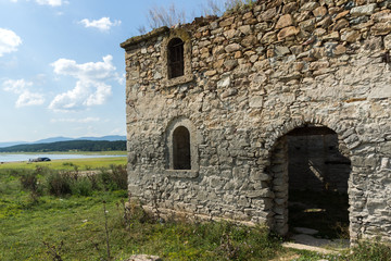 Ancient Medieval Eastern Orthodox church of Saint John of Rila at the bottom of Zhrebchevo Reservoir, Sliven Region, Bulgaria