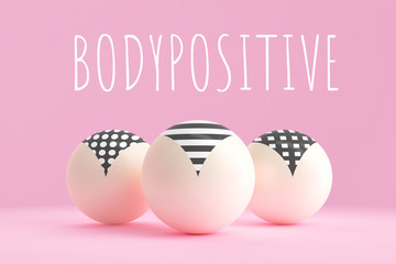 The concept art on the theme of body positivity. 3D illustration