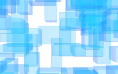 Blue and white abstract digital and technology background. The pattern with repeating rectangles. 3D illustration