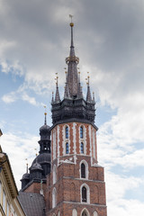 Fototapeta na wymiar Mariacki church tower in Krakow in Poland