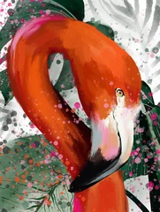 Foto auf Acrylglas Rouge 2 Flamingo-Illustrationsdesign für den Druck