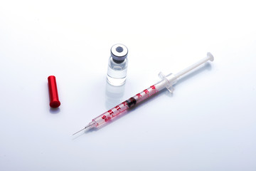 syringe close up. ampoules for injection.