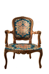 Renovation of old furniture as an antique Victorian old wooden armchair. isolated on white