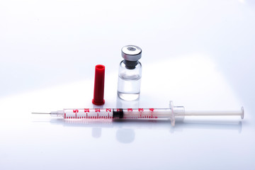 syringe close up. ampoules for injection.