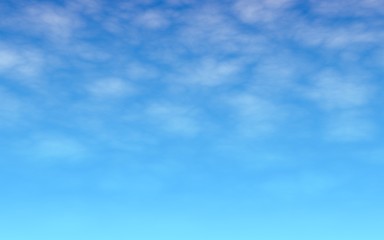 Blue sky background with white clouds. Cumulus white clouds in the clear blue sky in the morning. 3D illustration