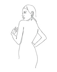 One line drawing of women vector illustration of beauty portrait. Fashion hairstyle with the ladies beauty. 