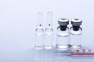 syringe close up. ampoules for injection.