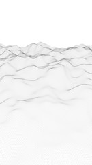 Abstract landscape on a white background. Cyberspace grid. hi tech network. 3d illustration