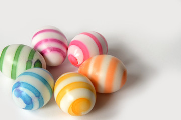 Fototapeta na wymiar Easter eggs dyied in rainbow colors