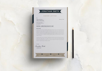 Cover Letter Letterhead Layout with Geometric Beige Accents