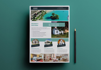 Real Estate Flyer Layout with Teal Accents