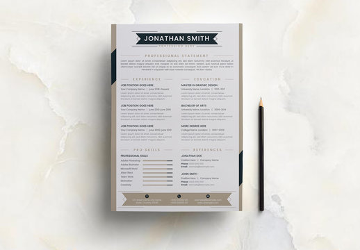 Resume Layout with Geometric Beige Accents