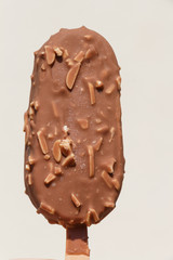 Vanilla eskimo ice cream with almond pieces and chocolate