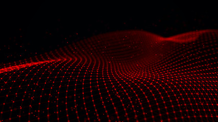 Wave 3d. Futuristic point wave. Abstract background with a dynamic wave. Data technology...