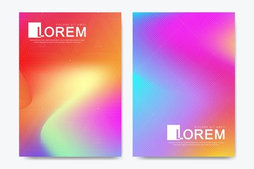 Creative vector template for brochure, leaflet, flyer, cover, catalog, banner, card. Abstract fluid gradient shapes vector trendy liquid colors backgrounds set. Grid texture vector illustration.