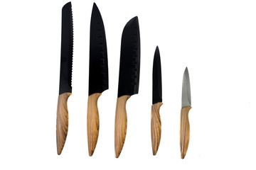 set of professional kitchen knives