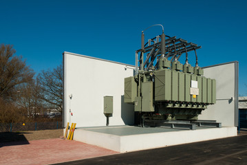 a transformer station supplies an urban district with electricity