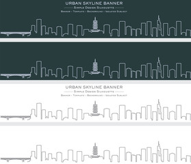 Obraz premium Nanjing Single Line Skyline Banner