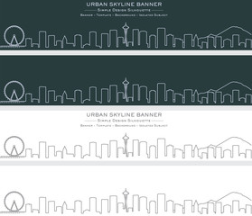 Obraz premium Seattle Single Line Skyline Banner