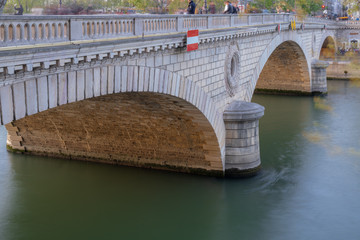 Paris, France - 04 17 2019: View along the banks of the Seine while walking