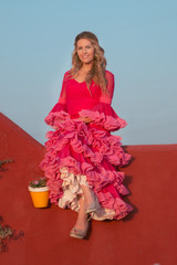 spanish woman enjoying the sunset