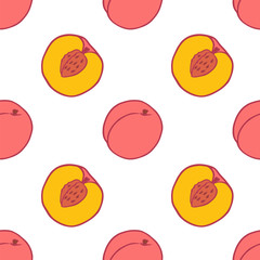 Fruit peach seamless pattern