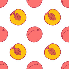 Fruit peach seamless pattern