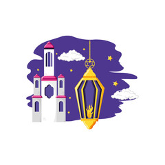 Ramadan Kareem lamp with mosque castle
