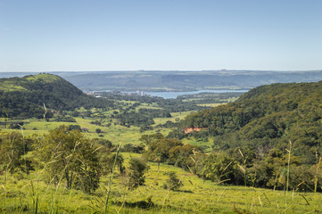 High angle view of the "Rio Grande" (Great River) that sets up the limit between SP`and MG states in Brazil