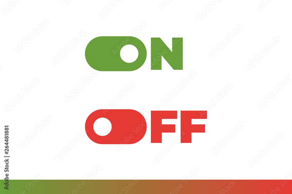 Poster on off mode switch button sliders. toggle modern flat ux ui design vector set for website or mobile 