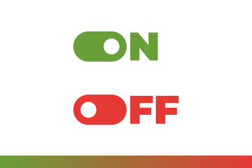 On Off mode switch button sliders. Toggle modern flat UX UI design vector set for website or mobile app