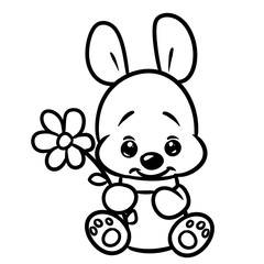 Little  dog cute puppy flower animal character cartoon illustration isolated image coloring page