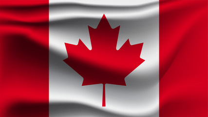 Canada flag waving with the wind  3D illustration wave flag