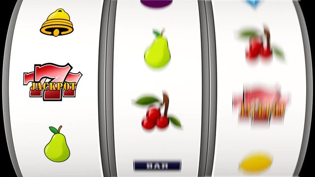 3D render of a slot machine hitting a triple 7 jackpot - motion blur