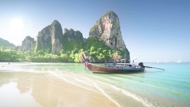 boats at railay beach, Krabi, Thailand