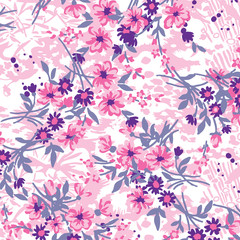 Floral bouquet pattern with small flowers and leaves