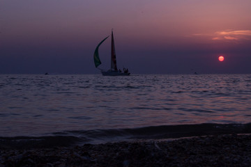 sailboat at sunset