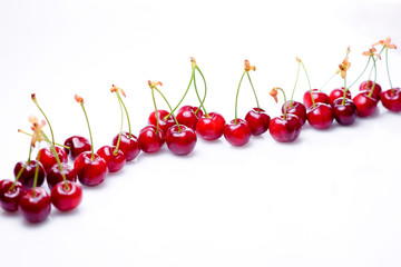 Obraz na płótnie Canvas red cherries isolated on white background