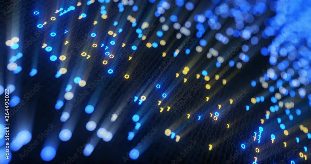 Poster Big data cloud computing internet of things IOT AI network technology. Seamless loop 4K VJ background. Data center digital code futuristic information technology. 3D rendering