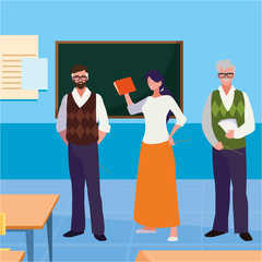 teachers group in the classroom characters