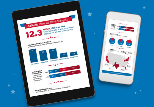 Memorial Day Infographic with Red and Blue Accents