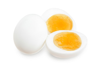 boiled egg and half isolated on white background