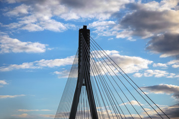Fototapeta premium Swietokrzyski Bridge over Vistula River in Warsaw, capital city of Poland
