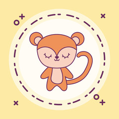 cute monkey animal with frame circular